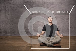 Man mediating and thinking outside of the box