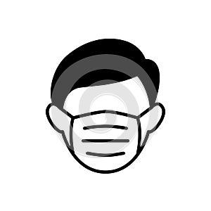 Man with medical mask icon avoid COVID-19 coronavirus