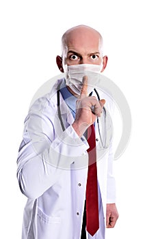 Man in a medical mask. Virus, corona virus. protection. Sterile equipment for the medical and beauty in