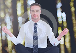 Man Meditating peaceful in woods