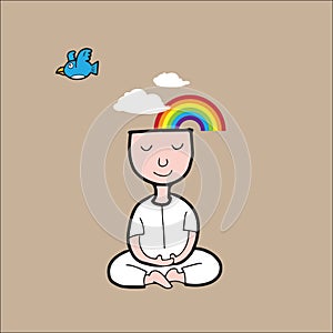 Man Meditation rainbow cloud