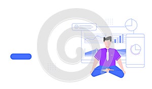 Man meditation yoga for work productive and effective