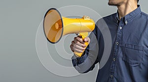 The man with megaphone. AI generated