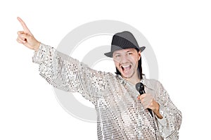 Man with mic isolated