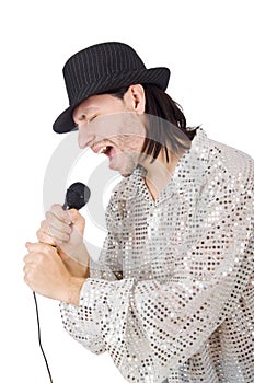 Man with mic isolated