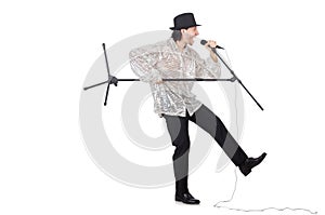 Man with mic isolated