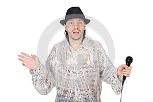 Man with mic isolated