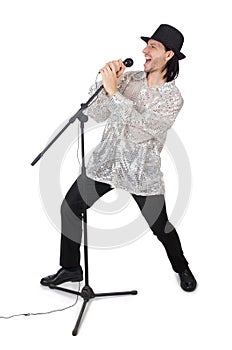 Man with mic isolated