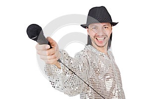 Man with mic isolated