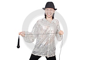 Man with mic isolated