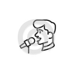 Man with a microphone line icon