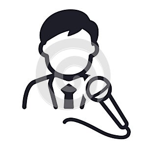 Man with microphone vector sign icon