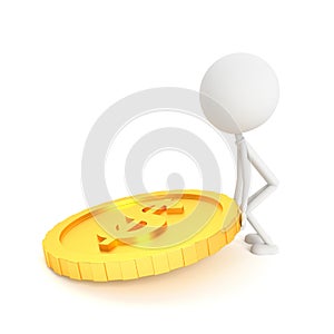 The man model uplift dollar coin. 3D rendering