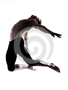 Man modern ballet dancer dancing gymnastic acrobatic jumping