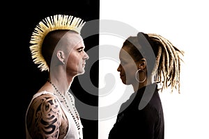 Man with Mohawk and Woman with Dreadlocks