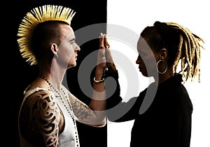 Man with Mohawk and Woman with Dreadlocks