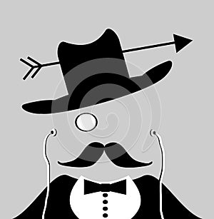 Man with monocle and cowboy hat photo