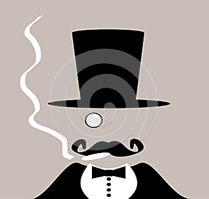 Man with monocle and mustache photo