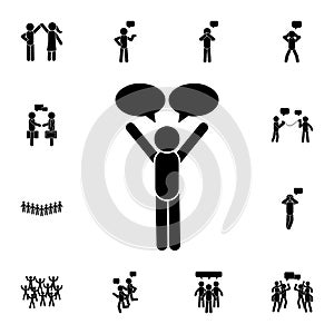 Man monologue flat vector icon in People talk pack