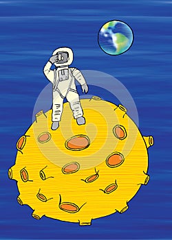 Man on the moon, cartoon