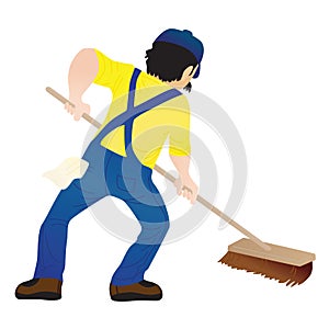 Man mopping floor