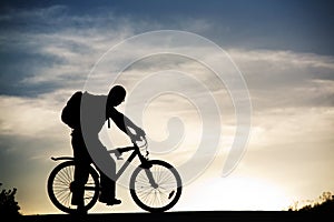 Man at mountain bicycle