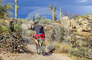 Man Mountain Biking In The Desert Southwest USA