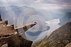 Man in mountains, Trolltunga , Norway