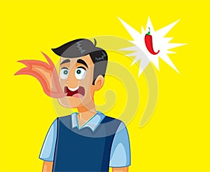 Man with Mouth in Flames After Eating Chili Spicy Food Vector Cartoon
