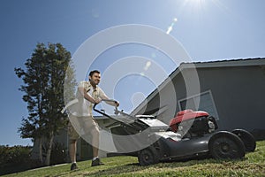 Man Moving Lawn