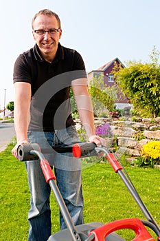 Man mowing lawn