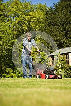 Man mowing lawn