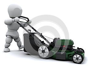 Man Mowing the Lawn