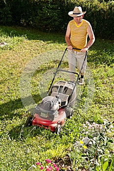 Man mowing the lawn