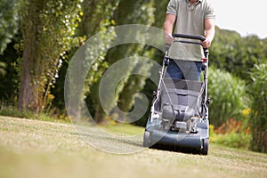 Man mowing lawn