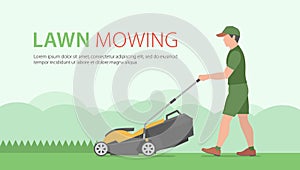 Man Mowing Lawn