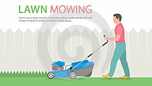 Man Mowing Lawn