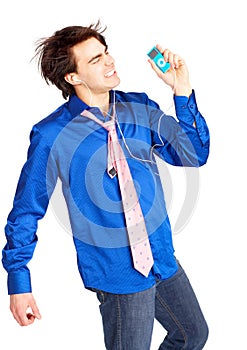 Man with mp3-player