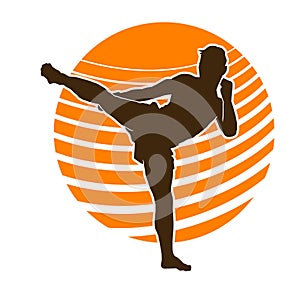 Man muay thai martial arts fighter vector silhouette