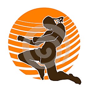 Man muay thai martial arts fighter vector silhouette
