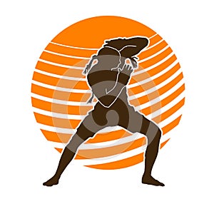 Man muay thai martial arts fighter vector silhouette