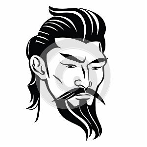 Black And White Oriental Head: A Stylized Portrait Of Dracopunk photo