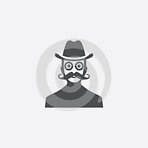 man mustache hat glasses icon