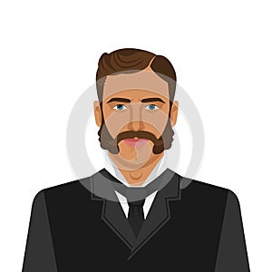 Man with mustache and sideburns in retro suit photo