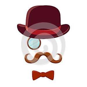 Man With Mustache Top Hat and Bow Tie