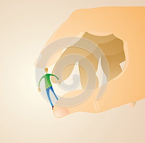 Man between my finger