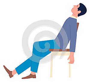 Man napping on chair. Daydreaming person. Relaxation icon