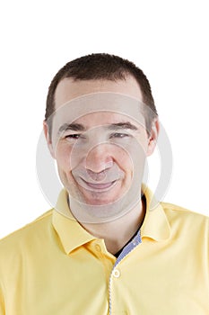 Man narrowed his eyes and shows tongue photo