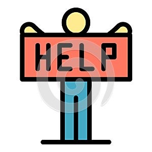 Man need help icon color outline vector
