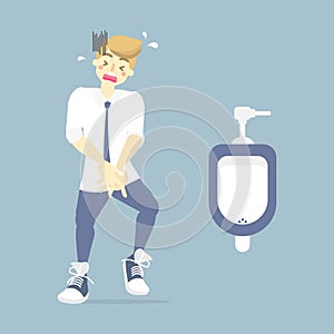 man needing to urinate and holding his pee, health care concept, health care, sanitation, incontinence concept photo